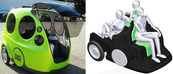 <strong>AirPod - Interior</strong>.  This new transportation is handled through a couple of joysticks or levers with which you can lead and change the speed; this is part of a gyroscope system. It also has a screen / rearview mirror that lets you see the rear corner of the car.