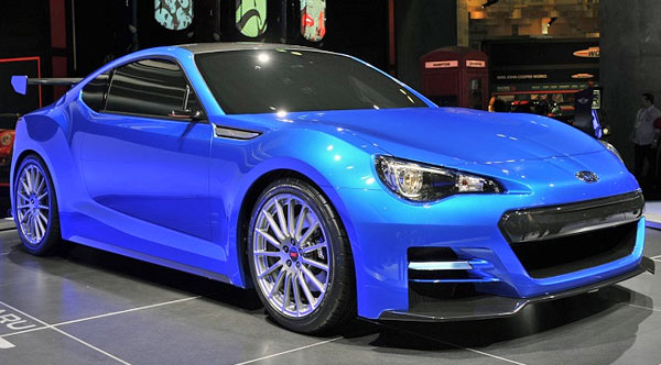 BRZ blue exhibition sports coupe